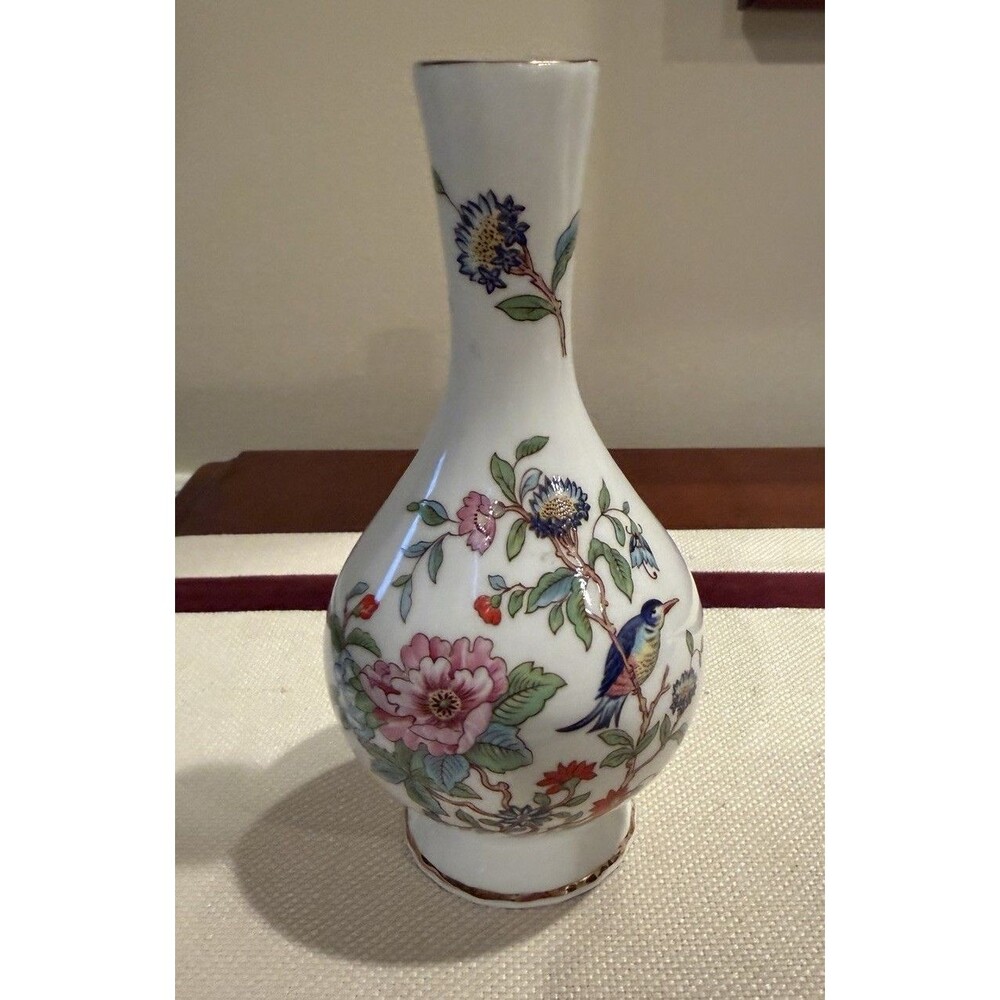 Vintage Aynsley Pembroke Fine Bone China Bud Vase Bird & Floral, Made in England